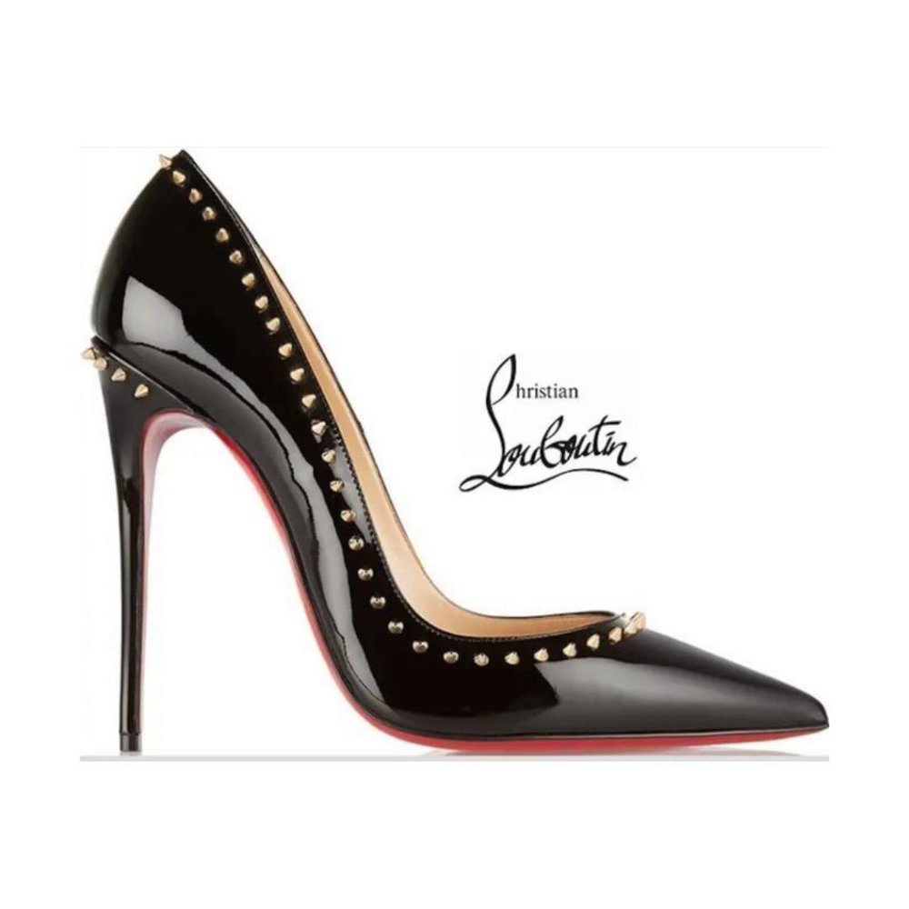 Christian Louboutin Women's Studded Spikes Anjalina Pumps 100mm Black
